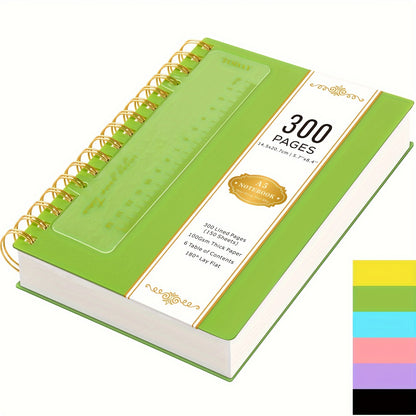 [Hardcover Notebook] Lined Spiral Journal Notebook, A5 College Ruled Thick Journals, 300 Pages Hardcover Notebook for Women Men, PVC Waterproof Cover Note Pad for Office School, 100GSM Paper, 5.7'' X 8.4'', Back to School