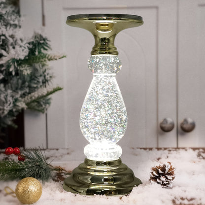 Elegant LED Swirling Candle Holder with On/Off Switch – Polished Acrylic Base, Fits 3-Wick Candles, Perfect for Home Décor & Holiday Gifts