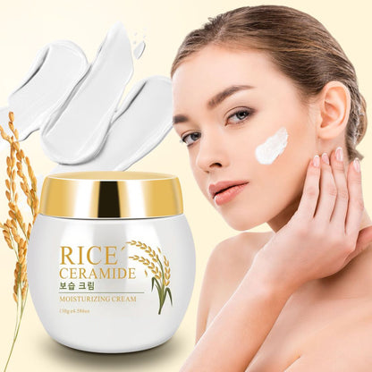 Rice Ceramide Moisturizing Face Cream 4.586oz - Deep Hydration with Rice Extract, Hyaluronic Acid & Ceramide | 24-Hour Nourishment | Day & Night | Dry & Sensitive Skin