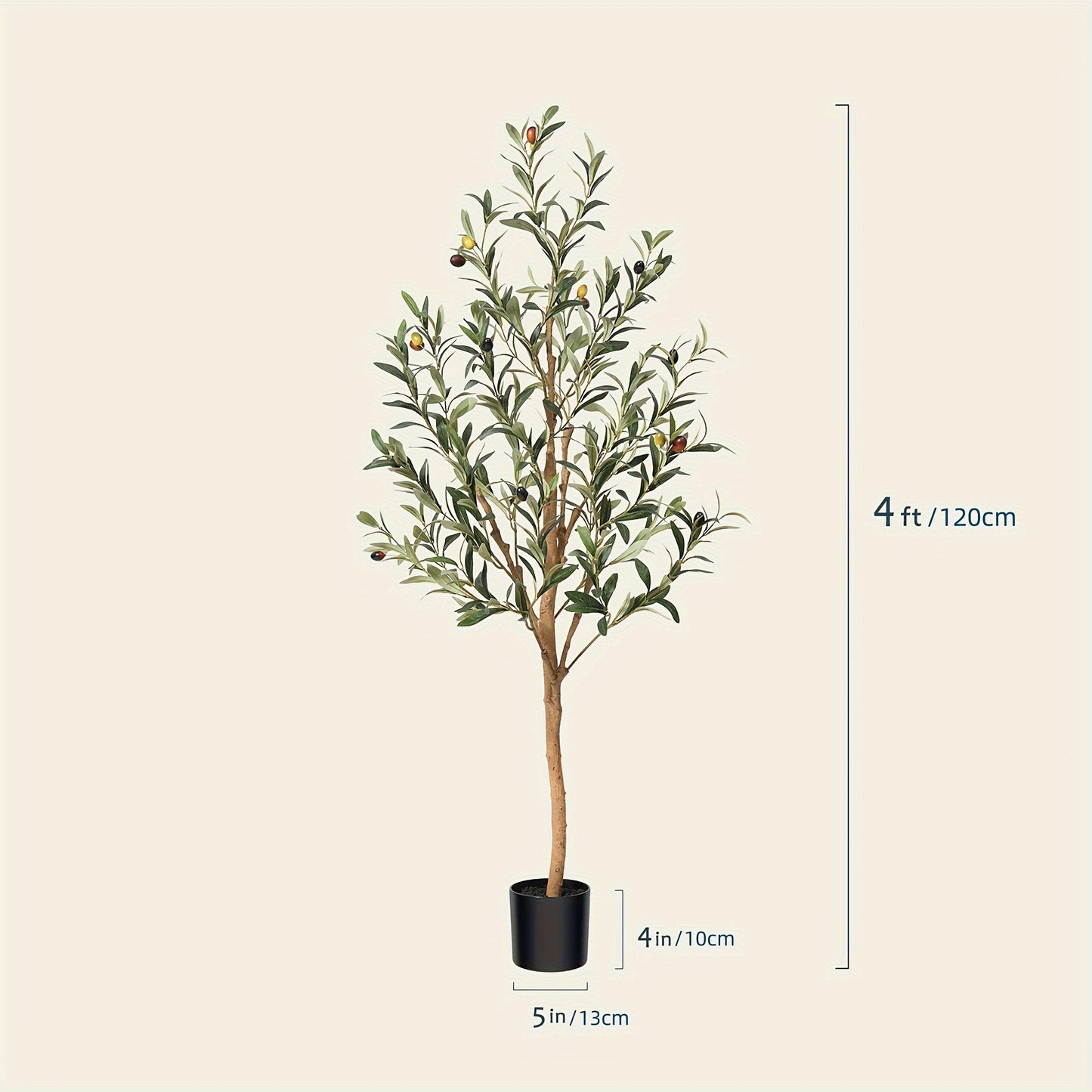 Artificial Olive Tree Potted Faux Plant Real Wood Trunk Lifelike Fruits Indoor Outdoor Home Office Decor Fake Silk Tree Multiple Sizes Available 4ft 5ft 6ft 7ft