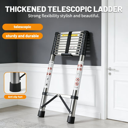 Telescoping Extension Ladder, Heavy-Duty Metal Extension Ladder, 330 Lbs Load Capacity, Easy to Install And Store, Multi-Purpose Folding Telescopic Ladder Can Be Used for Roof Repair, Household Moving And Outdoor Work