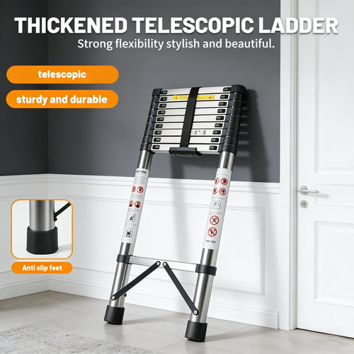 Telescoping Extension Ladder, Heavy-Duty Metal Extension Ladder, 330 Lbs Load Capacity, Easy to Install And Store, Multi-Purpose Folding Telescopic Ladder Can Be Used for Roof Repair, Household Moving And Outdoor Work