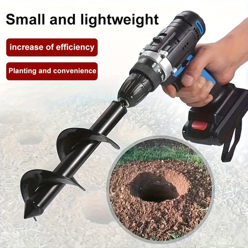 Heavy Duty Auger Drill Bit with 3/8" Hex Round Shank – Garden Earth Planting Hole Digger for Power & Manual Drill