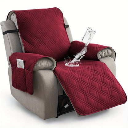 1pc 100% Waterproof Recliner Chair Cover, Non Slip Recliner Covers for Recliner Chair with Pocket, Pet Scratch-Resistant Sofa Slipcover, Washable Furniture Protector, Easy to Install for Living Room, Summer Home Decor, Father's Day Home Decorations