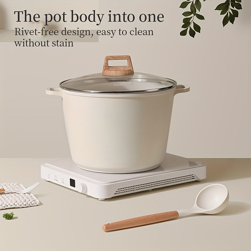 Hoarbar 10.5QT Large Capacity Non-Stick Stock Pot - High-Temperature Resistant, Induction & All Stovetops Compatible, Easy-Clean Design for Home Cooks & Families, Perfect Housewarming Gift