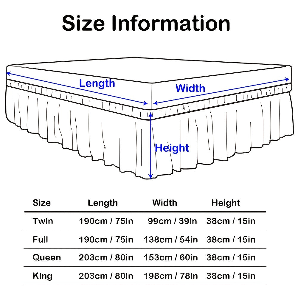 NICELEAF Elastic Bed Ruffle, Easy Wrap Around Ruffle, Microfiber Bed Skirt With Adjustable Elastic Belt 15 Inch Tailored Drop, Hotel Quality Bedskirt, Fade Resistant, Easy Fit, Machine Washable