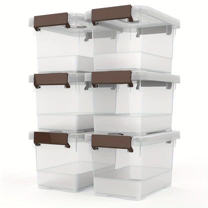 6pcs Clear Plastic Storage Bins with Secure Latch & Handle Lids - 3.5Qt High Quality Organizing Containers, Durable Rectangular Design for Home, Office, Kitchen, Bathroom Organization, Bathroom Organizers Storage, Office Supplies, Stackable Containers, St