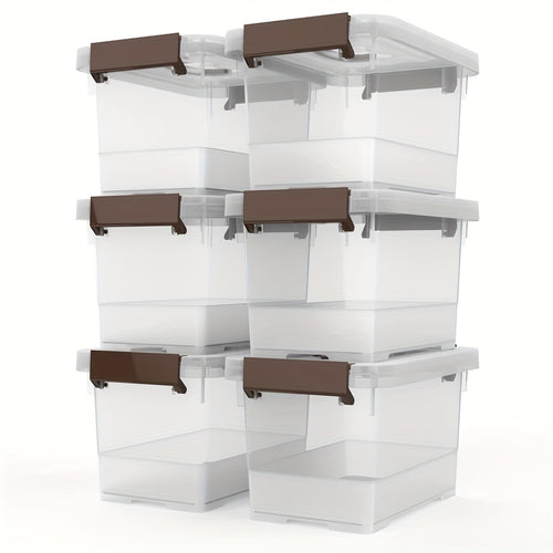 6pcs Clear Plastic Storage Bins with Secure Latch & Handle Lids - 3.5Qt High Quality Organizing Containers, Durable Rectangular Design for Home, Office, Kitchen, Bathroom Organization, Bathroom Organizers Storage, Office Supplies, Stackable Containers, St