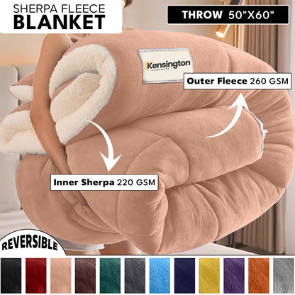 480GSM Heavy Sherpa Fleece Blanket – Double-Sided Warm Throw for Couch, Bed, Office and Travel, Reversible All Season Comfort, Room & Sofa Decoration, Holiday Gift, Sofa Blankets