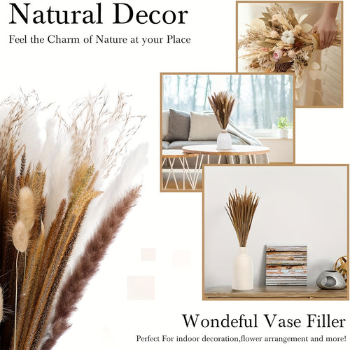 126/400pcs Dried Pampas Grass Decor Natural Pampas Grass Bouquet 17 In Boho Home Wedding Party Decor Easter Basket Stuffers Flower Arrangement Phragmites Dried Flower White Pampas Grass Brown Reed Bunny Tail Mother'S Day Gift