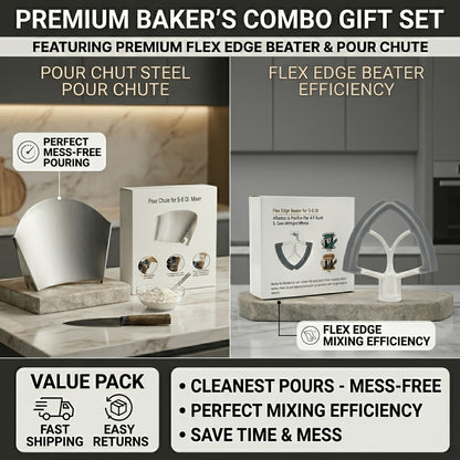 Stainless Steel Pouring Chute Compatible With KitchenAid Stand Mixer Attachments, Universal Funnel Shield For Tilt-Head And Bowl-Lift Models, Dishwasher Safe Kitchen Accessories For Mess-Free Baking, Gift Box Included