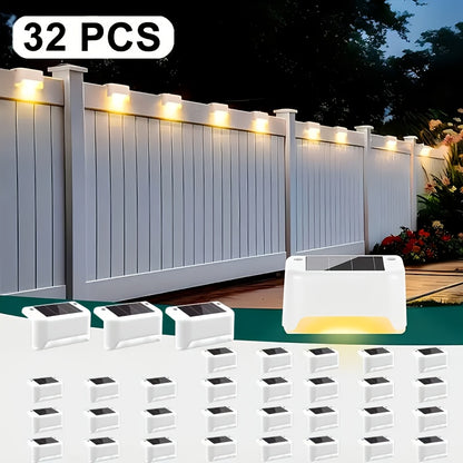 32pcs/16pcs/8pcs Solar Powered LED Deck Lights - Auto On/Off, 12 Hours Continuous Lighting for Outdoor Stairs, Fence, Pathway, Ideal Step Light for Commercial Spaces Like Malls, Hotels, And Libraries, Fence Lights for Business