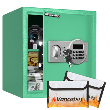 1pc Home Money Safe Box With Sensor Light And Fire-Resistant Bag, Fireproof Security Safe With Keys & Passcode, Digital Keypad Lock Box For Cash And Valuables. Valentine'S Gift For Her/Him
