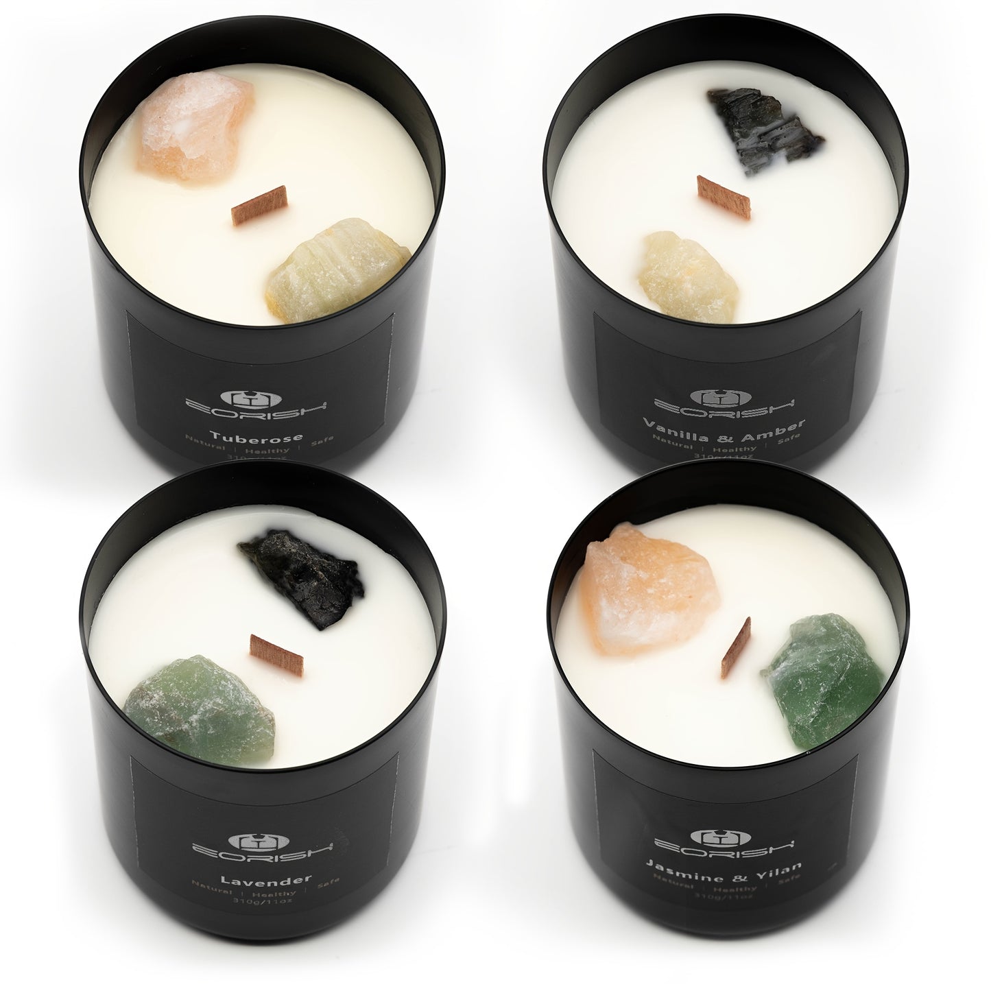 8pcs Gift Set, 44Oz, 4 Scented Candles And 4 Pads, Natural Crystal Gift Set for Women Men, Nice Gift Set for Girlfriend, Wife, Sisters, Mom, Nurse, Employee, Christmas Gift, Thanksgiving Gift, Mother'S Day Gift, Birthday Gift, Spa Gift