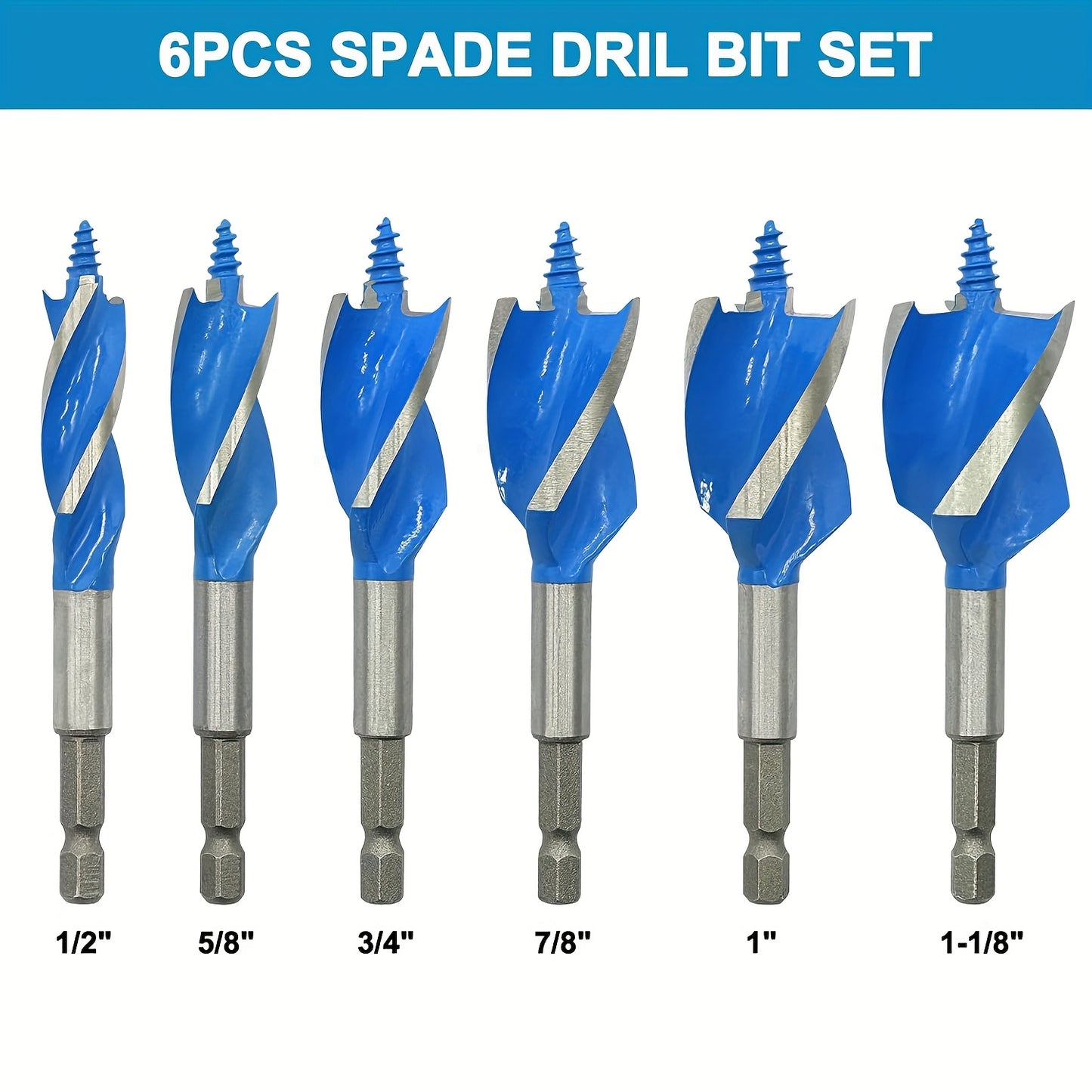 6pcs DIY Quick Drill Bit Set - Metal, Hexagonal Handle, 4 Slots And 4 Blades, Perfect for Door Locks, Drawers And Hole Drilling, Woodworking Drill Bit | Hexagonal Handle Drill Bit | Metal Drill Bit, Practical Tool Gift, Local Warehouse