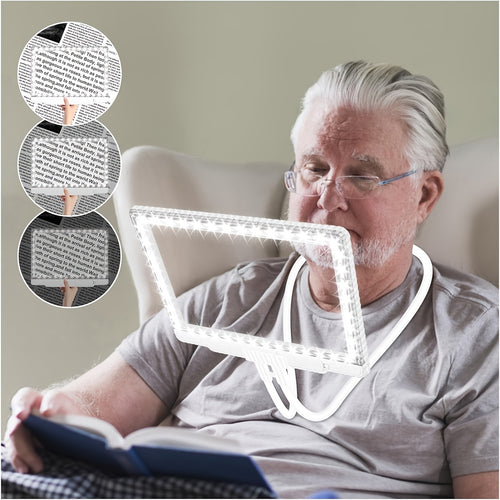 Large Hands-Free Magnifier with Light 43 Super Bright LEDs Full Page Magnifier for Reading Horizontal And Vertical Screens with Flexible Gooseneck Battery-Powered Magnifier for Seniors