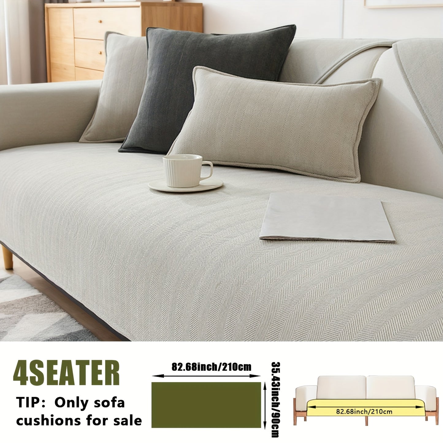 1pc of Pet-Friendly Chenille Ribbed Sofa Cover That Is Non-Slip And Machine Washable, Made from Soft Stretch Fabric Suitable for 2, 3, Or 4-Seater And Sectional Sofas. It Enhances Contemporary Home Decor in Living Rooms, Bedrooms, And Offices