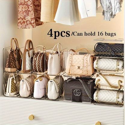 4-piece Transparent Bag Storage Magic, Plastic Partition Board, Wardrobe Classification Placement, Book Storage Shelf, For Home, Dormitory And Bedroom