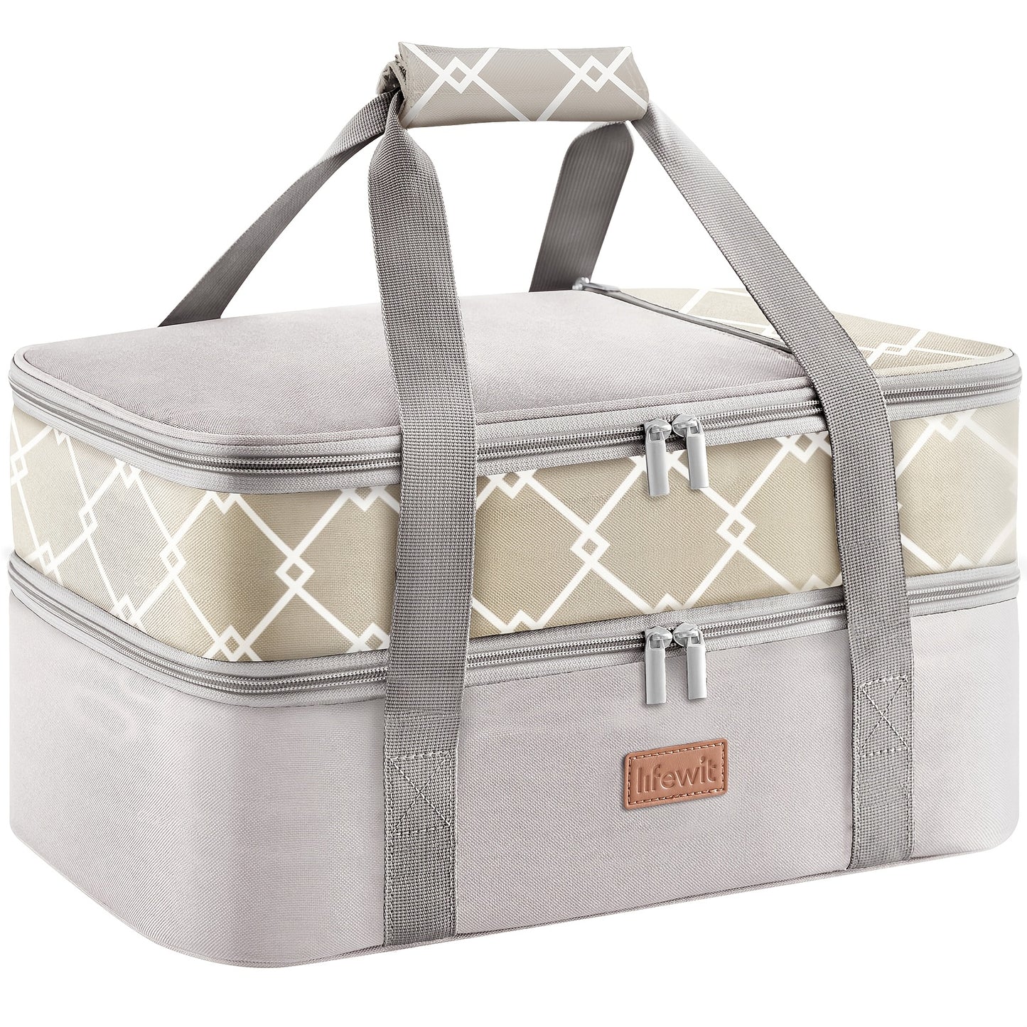 One/ Double Decker Insulated Casserole Carrier for Hot or Cold Food, Casserole Dish Carrying Case, Lasagna Holder for Potluck Parties/ Picnic/ Cookouts/ Party, Fits 9"x13" Baking Dish