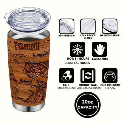 Fishermen Graphic Coffee Mug, 304 Stainless Steel Insulated Tumbler With Lid & Straw, Beverage Container Or Travel Cup For Hot & Cold Drinks, 20oz Camping Drinkware, Ideal Gift For Birthday, Holiday, Parties, Father'S Day, Thanksgiving Day
