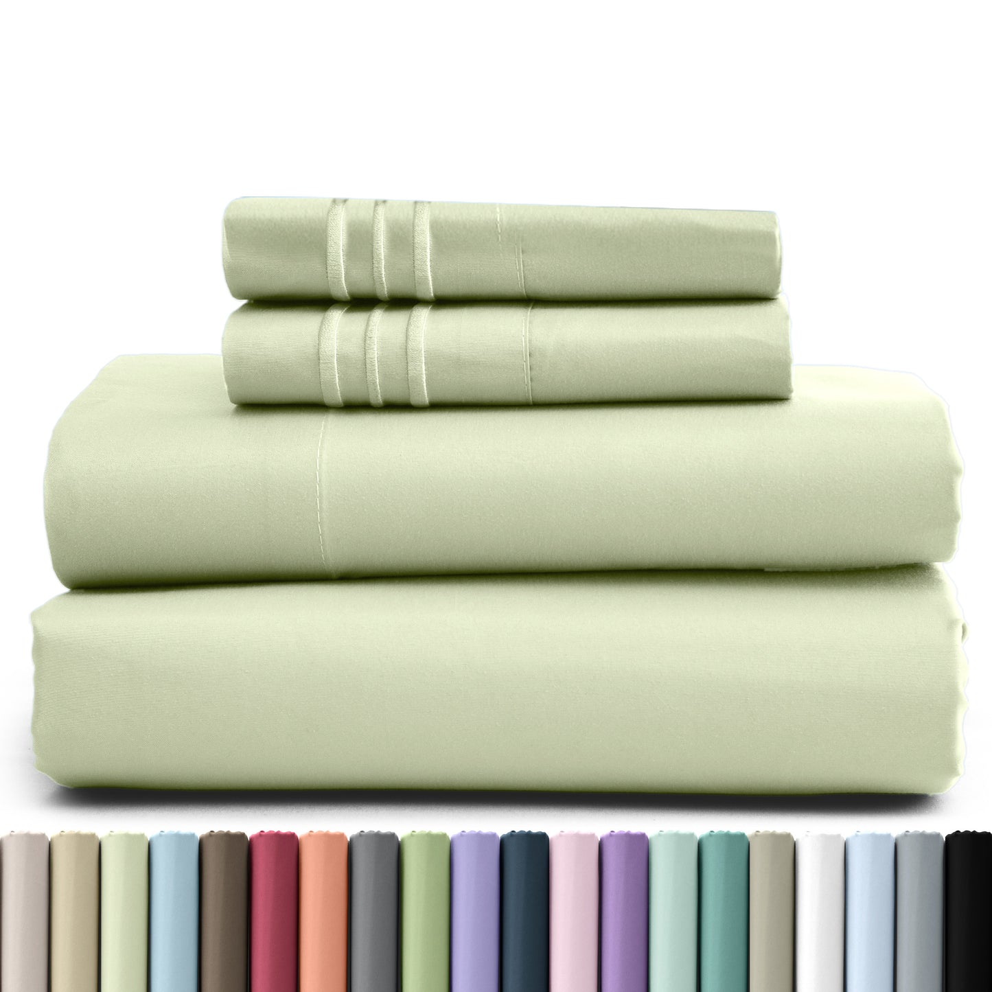 Hannah Bedding 4 Pieces Solid Colors Bed Sheets - 1800 Series Brushed Sheet Set With Pillowcases, Deep Pocket Bedding Set For Ultimate Comfort - Lightweight And Breathable Cooling Sheet Set - 16 Inches Deep Pocket