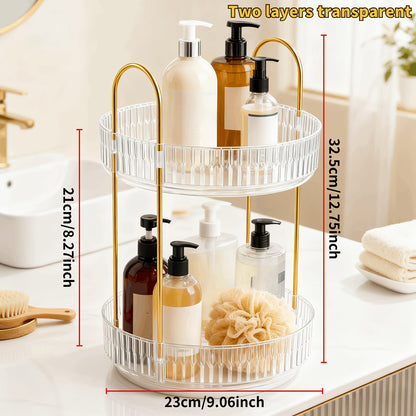 2/3 Floor Bathroom Trays 360 Rotating Makeup Organizer High-Capacity Skincare Clear Make Up Storage Perfume Organizers Detachable Multi-functional Assembly The Third Layer Comes with An Additional 2 U-shaped Hooks And 1 Tray, Bathroom Trays