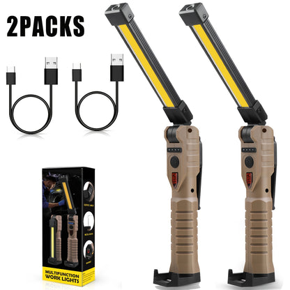COB LED Work Light Magnetic Base Rechargeable USB 20000 Lumens 7 Modes 180° Rotation Portable Hanging Flashlight with Built-in Battery Power Bank Function for Workshop Garage Car Repair 1/2/4 Pack