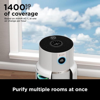 HEPA Air Purifier for Large Rooms 1400 sq.ft. – Shark NeverChange MAX 5-Year Filter Life, 99.98% Particle Capture, Odor Neutralizer Technology, Certified Refurbished (White)