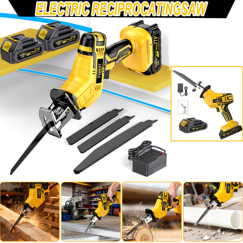 Newly Upgraded Electric Reciprocating Saw, Cordless Design, Optional Large Capacity Battery And Charger, Equipped with Safety Lock Buckle, with Safety Protection Function, Special Tool Discounts, Men's Holiday Gifts
