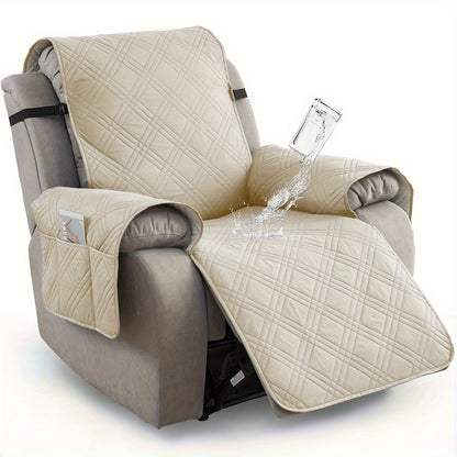 1pc 100% Waterproof Recliner Chair Cover, Non Slip Recliner Covers for Recliner Chair with Pocket, Pet Scratch-Resistant Sofa Slipcover, Washable Furniture Protector, Easy to Install for Living Room, Summer Home Decor, Father's Day Home Decorations