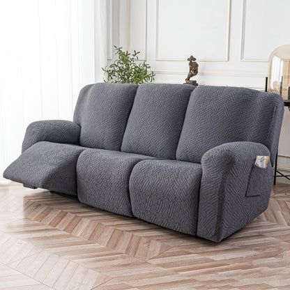 3SEATS 8pcs Recliner Slipcover Set, Flexible And Soft Slide Sleeve, Furniture Protector with Pocket, Suitable for Sofa Office Living Room