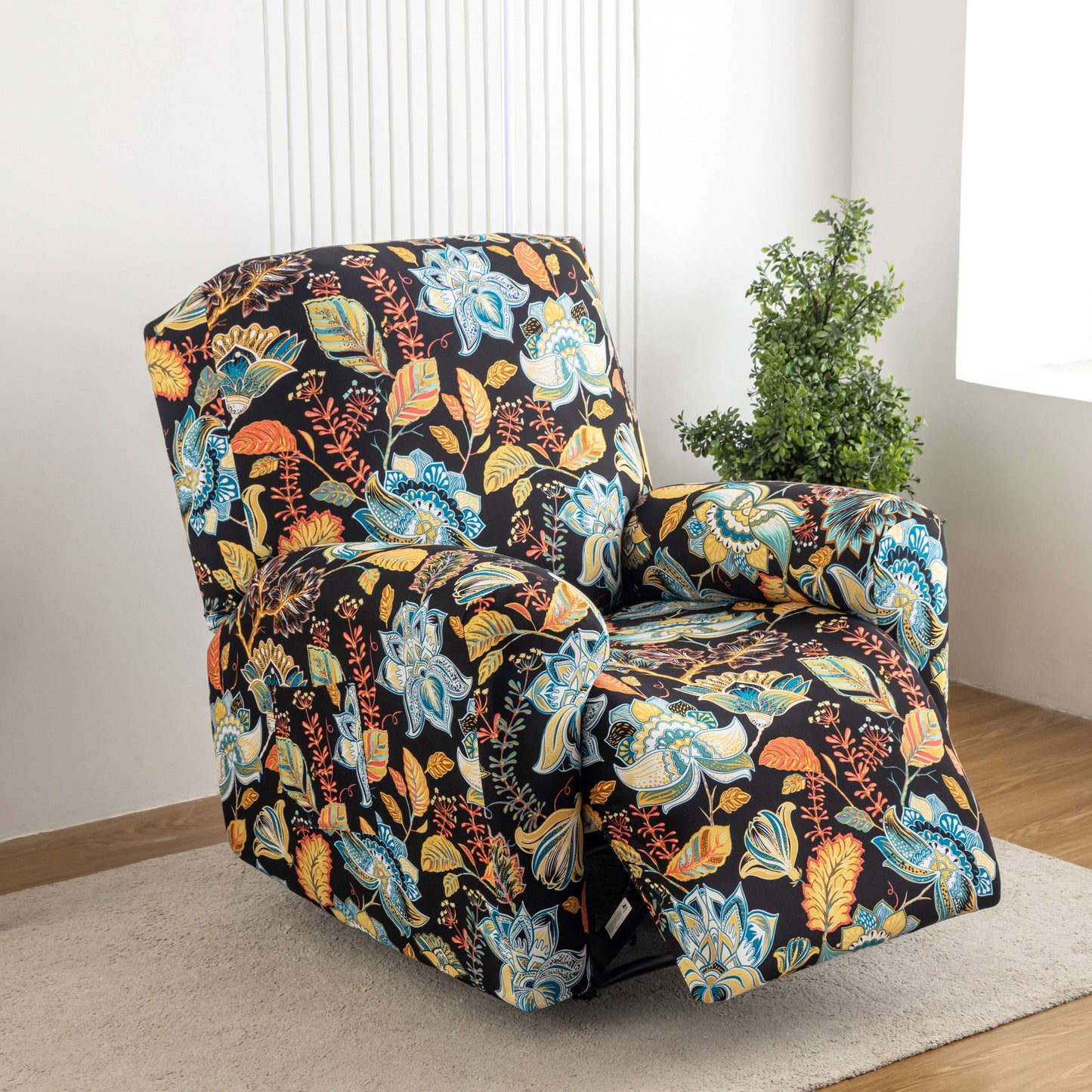 4pcs/set High Elasticity Lounge Chair Cover with Side Pockets, Elastic Printed Lounge Chair Cover Suitable for Bedrooms, Offices, Living Rooms, Durable, Pet Friendly, And Essential for Home Holiday Decoration