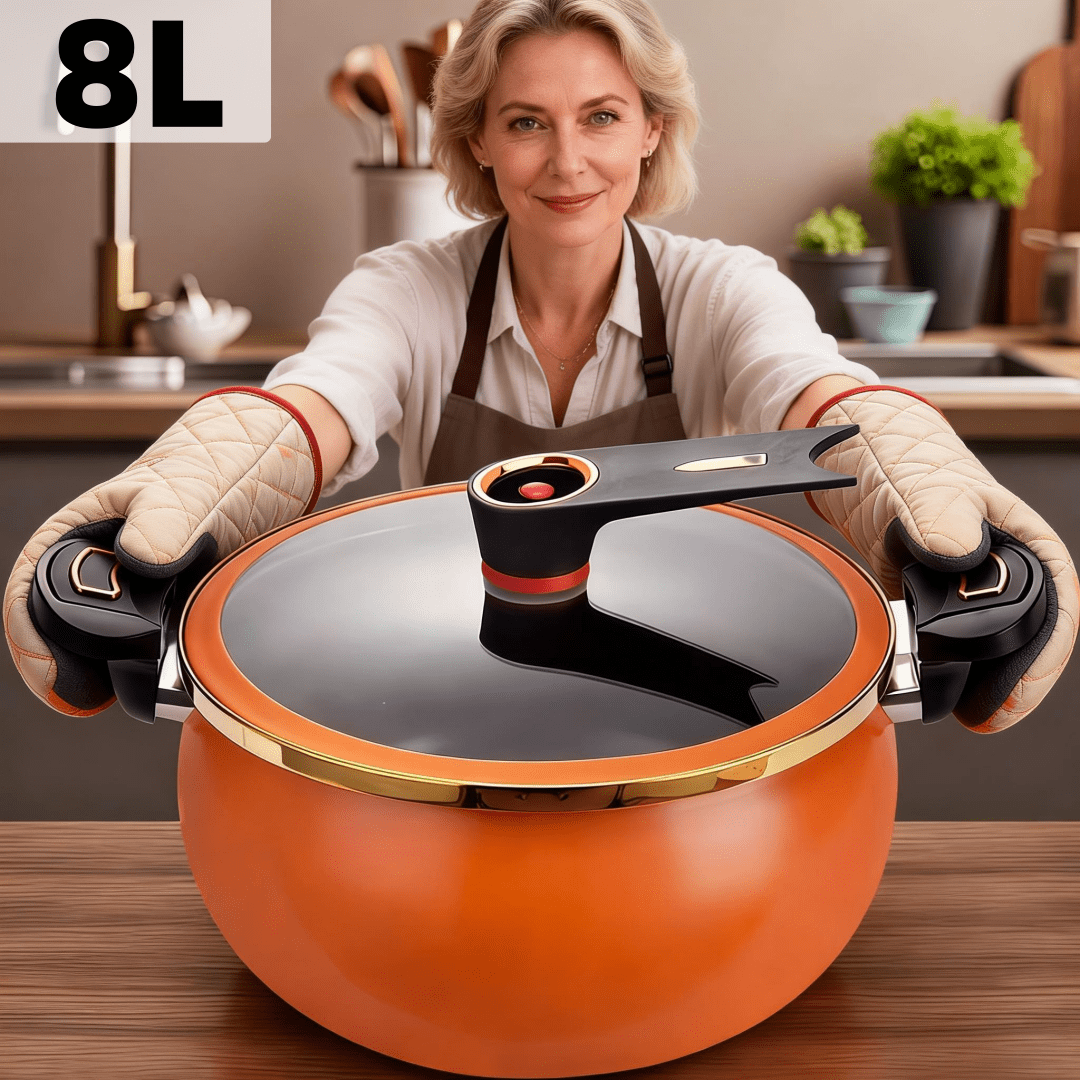 2.19 Gallon Large-Capacity Soup Pot with Twist-Lock Handle | Non-Stick, Multi-Function Cooking Pot, Compatible with Gas Stove, Open Fire, and Induction Cooker, Universal Stew Pot for Homes, Restaurants, Hotels, Fast , Easy Assembly