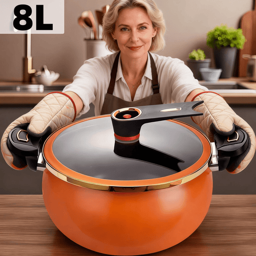2.19 Gallon Large-Capacity Soup Pot with Twist-Lock Handle | Non-Stick, Multi-Function Cooking Pot, Compatible with Gas Stove, Open Fire, and Induction Cooker, Universal Stew Pot for Homes, Restaurants, Hotels, Fast , Easy Assembly