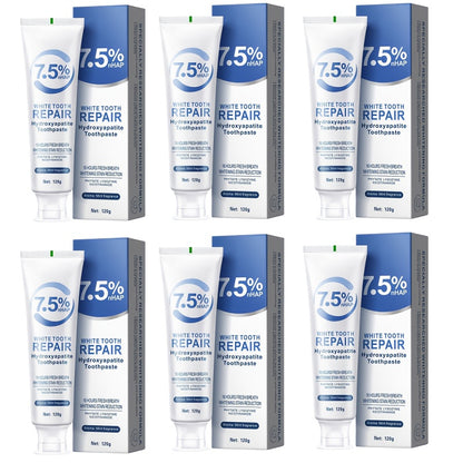 6pcs 7.5% Nano Whitening Toothpaste, Hydroxyapatite Cleaning Toothpaste, Deep Cleaning, Gentle And Non Stimulating, Mint Flavored Fresh Breath Toothpaste, Daily Care, Essential Care Set for Family Travel, Oral Care