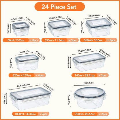 48/24/12-Piece Food Storage Container Set, Fresh-Keeping Containers with Easy-Lock Lids, 24/12/6 Lids + 24/12/6 Containers - Airtight Plastic Containers, Suitable for Pantry, Travel, Outdoor Picnics, Kitchen Organization, Includes Labels and Markers