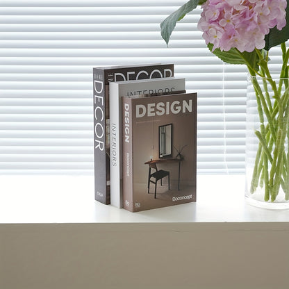 Three-piece Nordic style stackable paper dummy books, living room bookshelf decoration dummy books, maintenance-free decoration dummy books set.