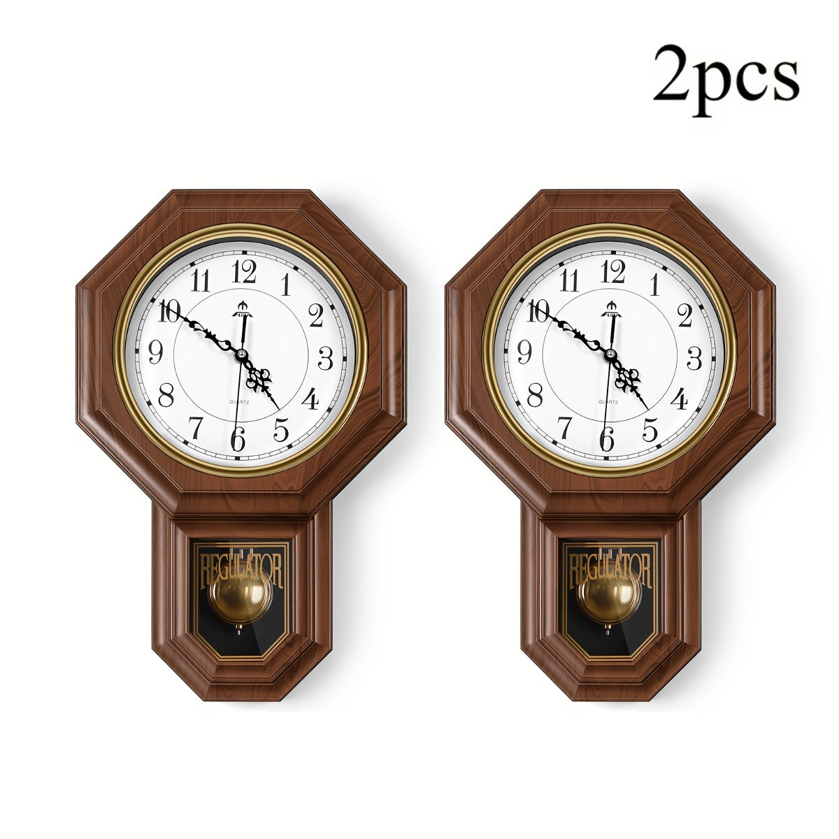 Vintage Pendulum Wall Clock with Striking Bell & Sweeping Second Hand - Adjustable Tuning Clock Suitable for Office,, - Plastic/Metal/Cglass Clock with Bell, Not Included (Traditional School Clock)