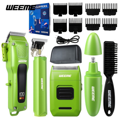 Hair Clippers for Men 4-in-1 Cordless Trimmer Set - Rechargeable Electric Shaver with Beard Trimmer, Nose Hair Trimmer & Body Groomer, All-in-One Barber Kit for Home & Salon Use