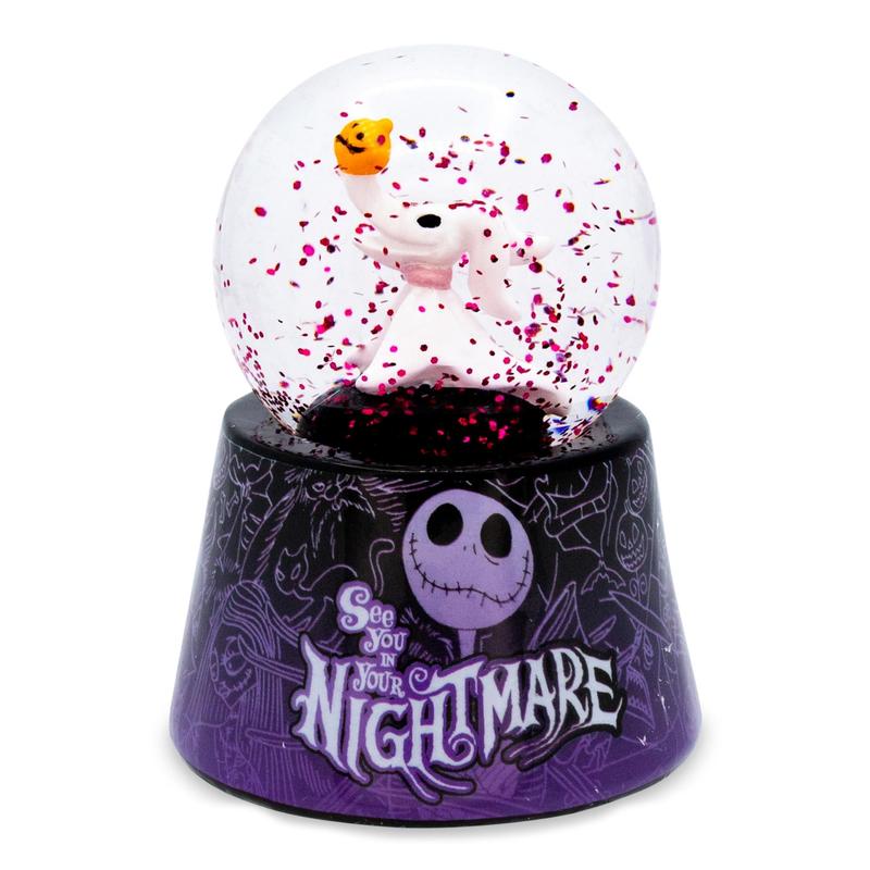 Nightmare Before Christmas Zero Light-Up Snow Globe – Disney Jack Skellington Dog Mini Collectible Snow Globe 3-Inch, LED Light-Up, Battery Included, Halloween Christmas Desk Decor Gift