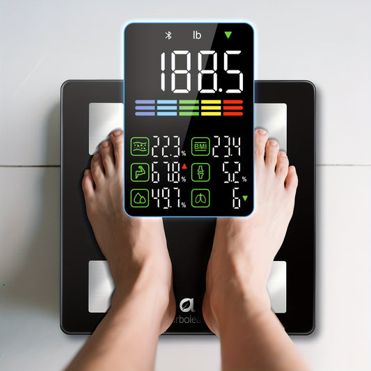 Smart Body Scale 14-in-1 – Body Fat Scale with BMI, Muscle Mass & 14 Health Metrics, Wireless Bluetooth App Sync, Auto Recognition, 500 lb Capacity, HD LED Display for Home & Gym Use