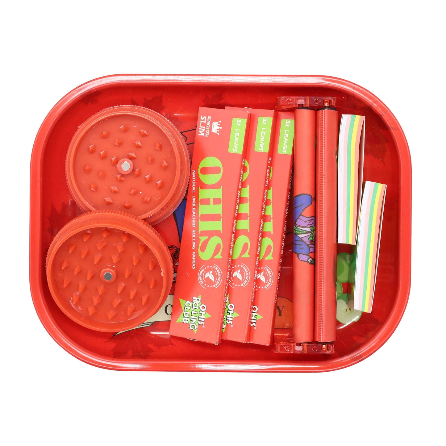 1 Set, Smoking Rolling Tray Set, With Metal Cigarette Tray (7.1x 5.5 Inches), 110mm Plastic Cigarette Maker, 110mm Slim Rolling Papers (3 Packs), 2 Filter Papers, Spices Grinder, Smoking Accessories, Complete Smoking Kit, Special Valentine'S Day Gift