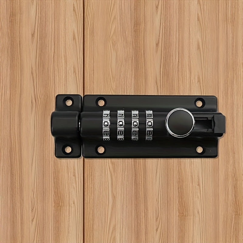 Combination Bolt Lock 4-Digit Heavy Duty Zinc Alloy Sliding Security Lock – Keyless Door Bolt with Screwdriver Set for Shed Gate Fence & Outdoor Doors, Black
