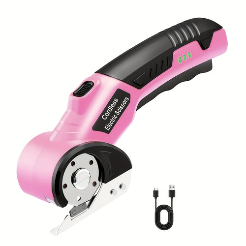 Rechargeable Electric Scissors, Cordless Trimmer for Carpet, Leather, Cardboard & Fabric. Features USB-C Charging & Battery Indicator. Perfect for Sewing, Crafting & A Great Gift for Christmas, Thanksgiving & Halloween.