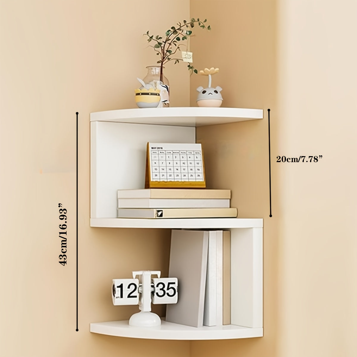 5/3 Tier Utility Shelf, Hanging Corner Shelf, Easy to Install, Multi-Tier Wall Mounted Storage Shelf, Floating Storage Shelf for Living Room, Bedroom, Kitchen, Bathroom, Office - Creative Decorative Organizers, Perfect Gifts, White/black