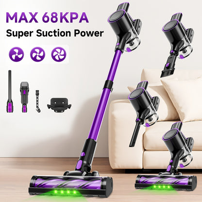 Vacuum Cleaner, 51-68KPa Vertical Vacuum Cleaner, Three-speed Adjustment, 45 Minutes Of Life, Detachable, LED Floor Brush, Lightweight Handheld Vacuum Cleaner, Suitable For Pet Hair/carpet/floor.