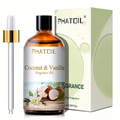 PHATOIL 1pc 100Ml/3.38Fl.Oz Coconut & Vanilla Fragrance Oils for Diffusers Humidifier Candle Making