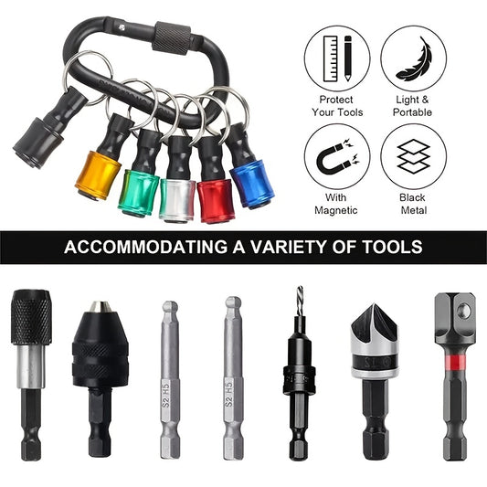 Magnetic Drill Bit Keychain Set - Unlimited Retractable Trick Tool, Funny Novelty Gift for Men, Dad, Husband, Him - White Elephant Gift, Christmas Stocking Stuffer, Cool EDC Gadget