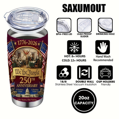 250th Anniversary Wiskey Bottle, 304 Stainless Steel Insulated Tumbler with Lid And Straw, Beverage Container Or Travel Cups for Hot & Cold Drinks, 20oz Coffee Mugs, Camping Drinkware, Ideal Gift for Men, Collectors, Birthday, Father's Day, Christmas