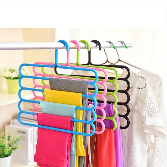 5pcs 5-layer Hangers And Plastic Multi-layer Pants Racks, Back to School- Space Saving, Slip Resistant, Adjustable Design for Organizing Clothes, And Accessories - Sturdy And Durable Wardrobe Organizer Suitable for Wardrobes And Laundry Rooms